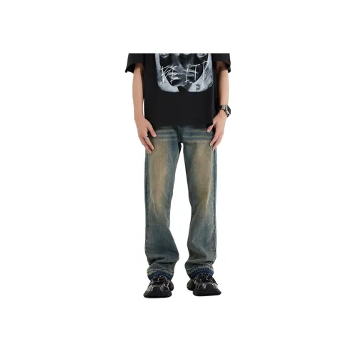 SONGS ALONG Джинсы Унисекс Винтаж Синий