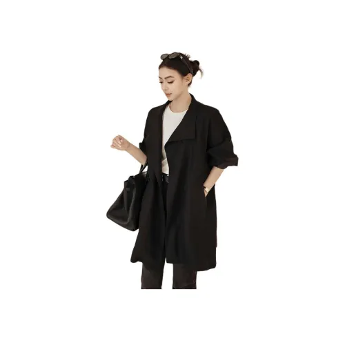 MEIYANG Черный Женский Тренч