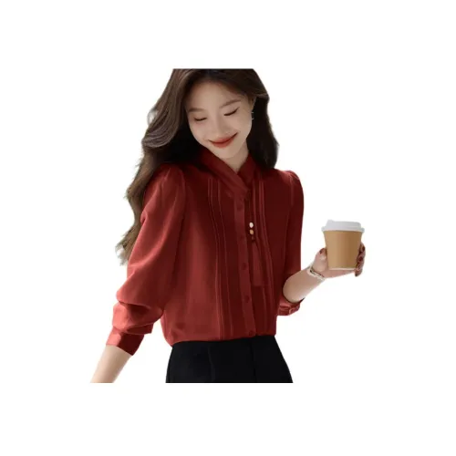 Mo Han Yi Mei Рубашка Женская Винтажная Красная