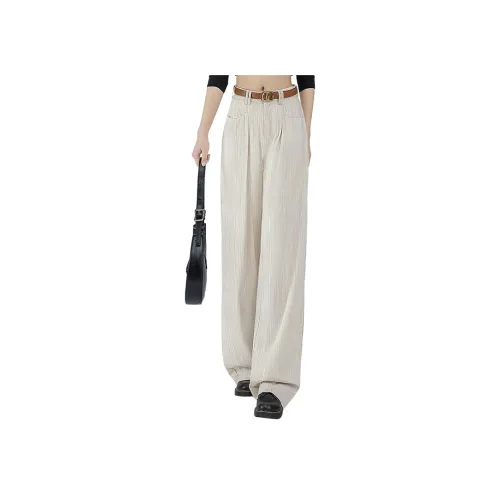 Cypress House Повседневные брюки Женские Бежево-желтые Полосы