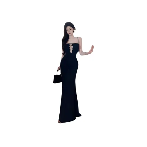 QIAOMONVHAI Slip Платье Женское Черное