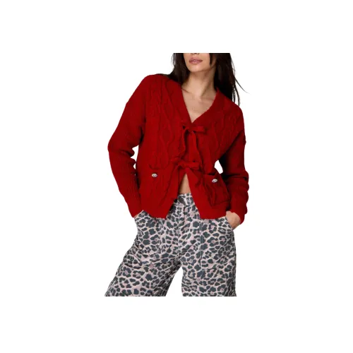 NASTY GAL Галстук Передняя часть CABLE KNIT Кардиган Трикотаж Женский Красный