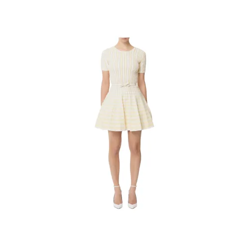 Elisabetta Franchi Короткий рукав Платье Женское Желтый Белый