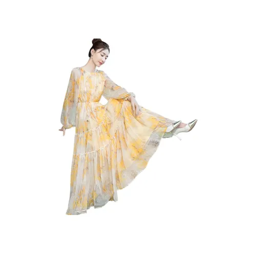 Cypress House Длинное платье с длинными рукавами женское