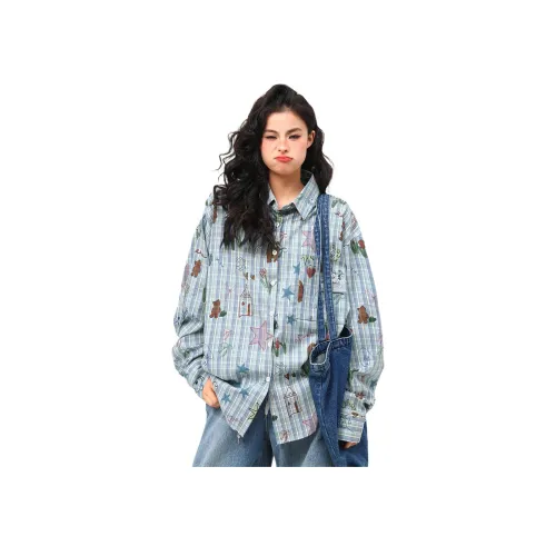 UNA RETA Синий Унисекс Рубашки