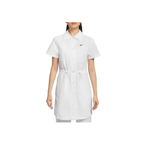NIKE Sportswear Белое Женское Короткое Платье с Рукавами