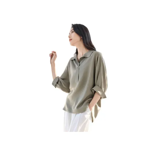 IHIMI Оливково-зеленые Женские Рубашки