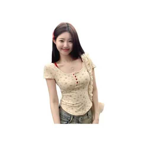 YINLEI Абрикос Женские Короткие Топы