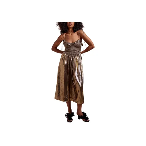 FOR LOVE LEMONS Bethany Металлик Midi Slip Платье Женские Золотой Золотой