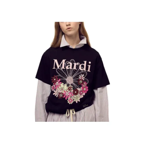 MARDI MERCREDI HUAYUAN Черные Женские T-рубашки