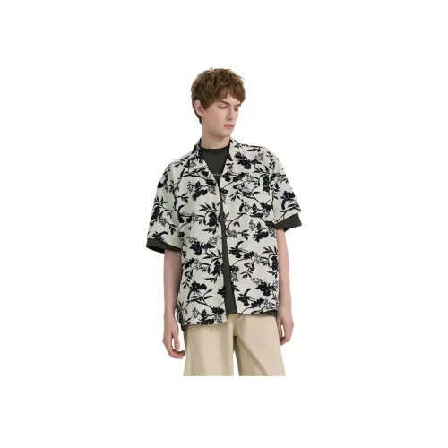 WILD LEADER Черный с белыми цветами [CW5158593] Унисекс Рубашки