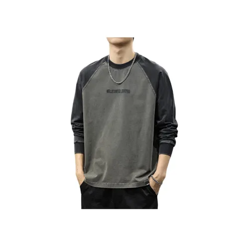 QIANJINNIU Черный Серый Цвет Мужская T-Рубашка