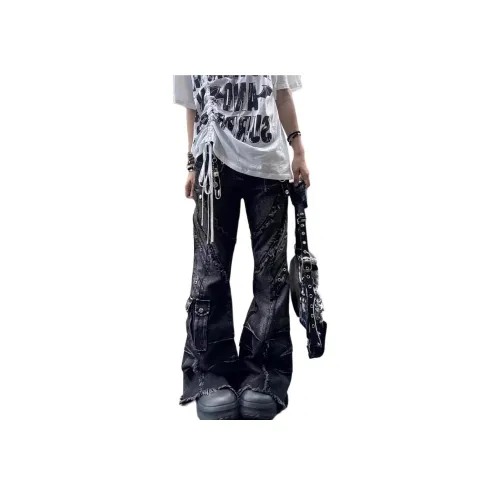 MORii Черный Серый Цвет Унисекс Джинсы