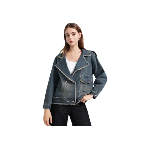 Garbege Синий Куртка Женские Джинсовые куртки