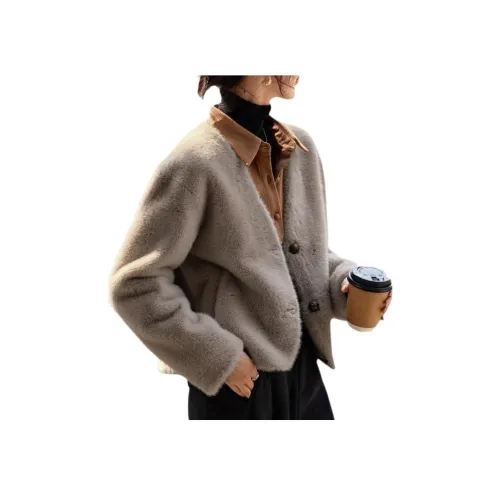 Mo Han Yi Mei Вельвет Feel Куртка Женская Светлая Фотиния Серый