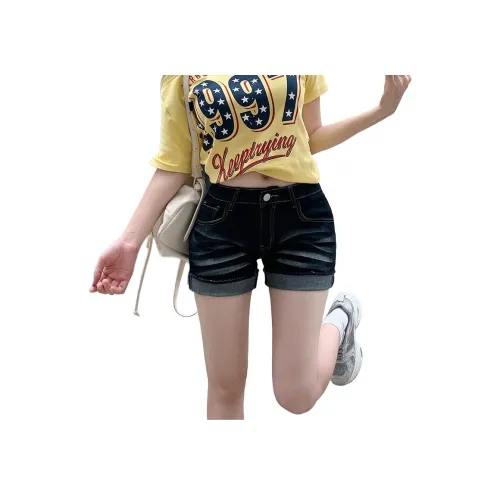 OMOIDAS Темно-синий Черный Женские Джинсовые Шорты