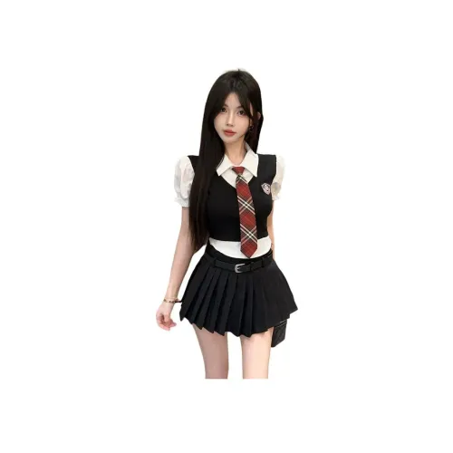 Garbege Рубашка Черная Юбка Галстук Одежда Комплекты Женская Униформа