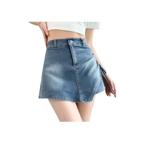 HTHK Повседневные короткие юбки Женские Синие