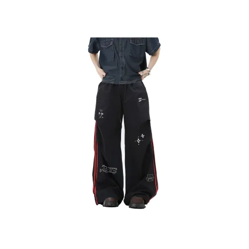 Qnxeey Черные Унисекс Повседневные Брюки