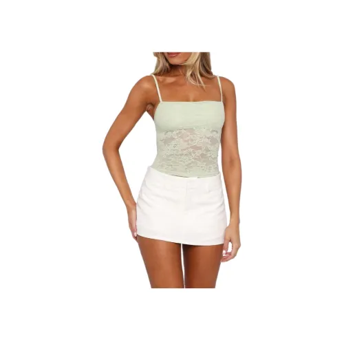 WHITE FOX Кружевной топ-ками зеленый с бретелями женский