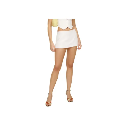 REFORMATION Mia Low Waist Linen Shorts-Skirt Casual Short Skirts Women's White