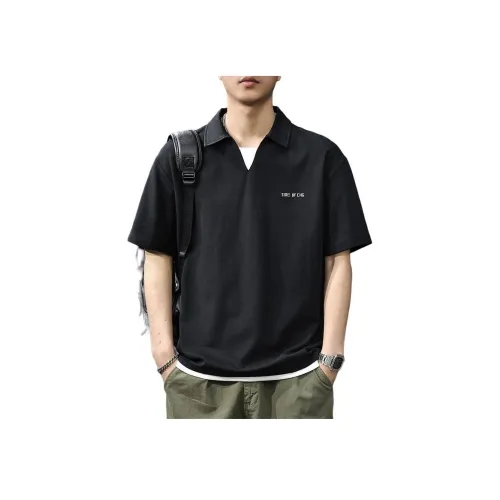 QIANJINNIU Черное Унисекс Поло