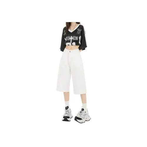 HELEH Джинсовые шорты Женские Белые