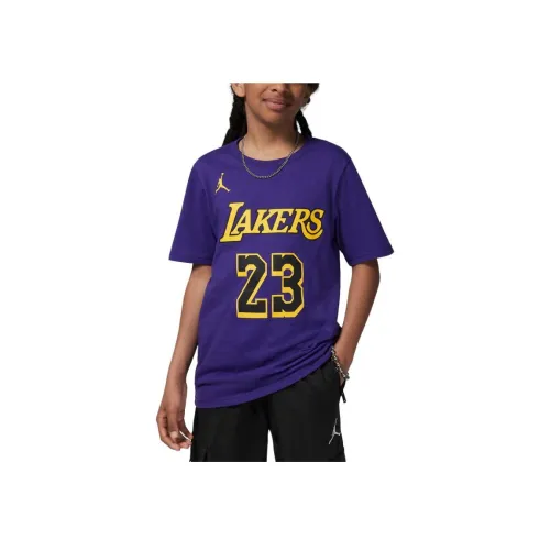Джордан x NBA Леброн Джеймс Лос-Анджелес Лейкерс SS24 T-рубашка Дворцовый Фиолетовый Подростки