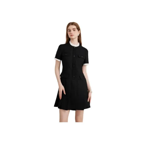 YINER GoodLand Black Женские Короткие Платья с Рукавами