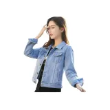 Светло-синий, высококачественный джинсовый куртка