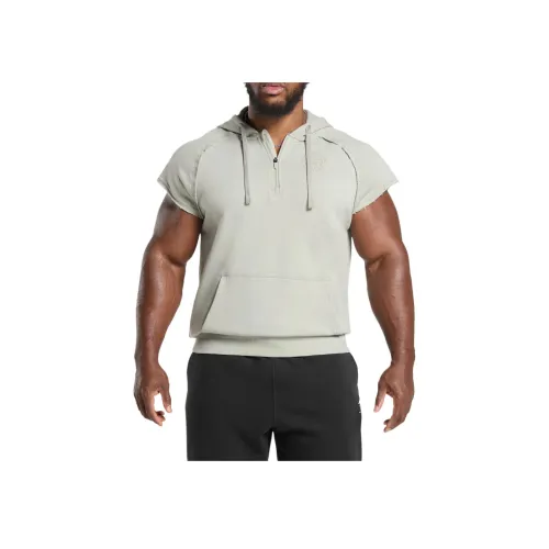 GYMSHARK Legacy 1 4 Zip Cap Sleeve Hoodie Sweatshirt Men's Lime Gray
