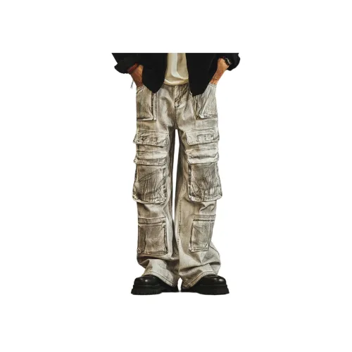 GELANLU Весенние Повседневные Брюки Мужские Белый Грязь