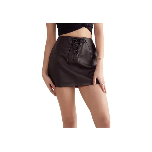 NASTY GAL Кружево Спина Искусственная кожа Мини-юбка Кожаная Юбка Женская Черная