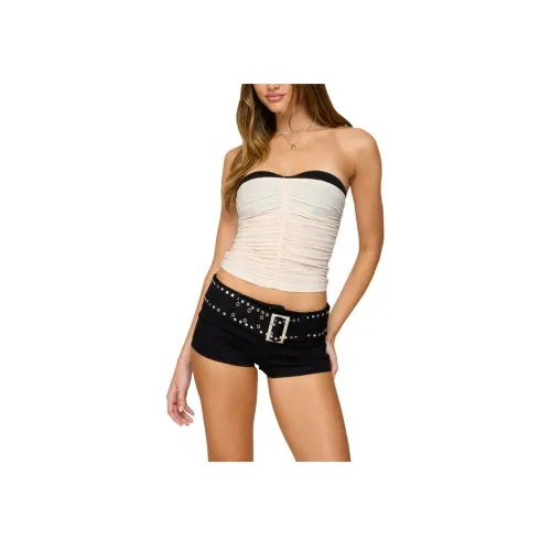 Edikted Контрастный Бюстгальтер Ruched Mesh Corset Без бретелек Топ Женский