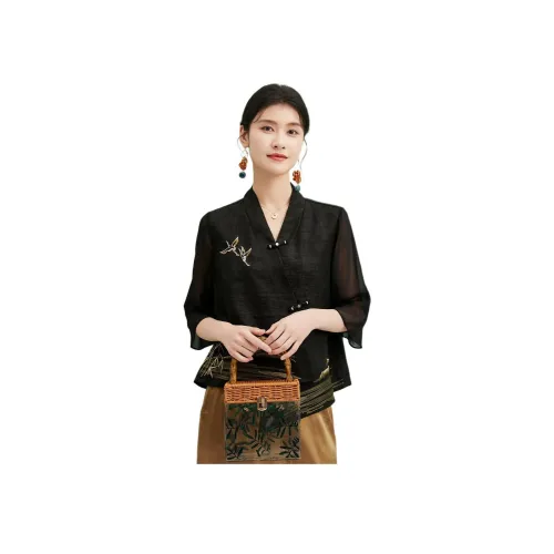 JINJU Черные Женские Рубашки