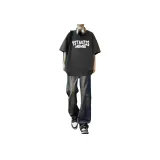 Темно-серый с короткими рукавами + джинсовый синий с оборками [двухкомпонентный комплект]