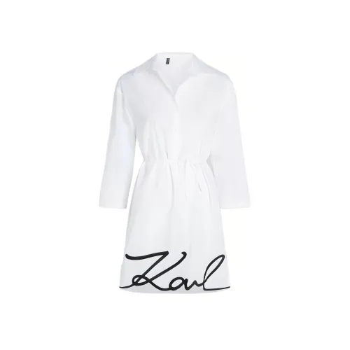 Karl Lagerfeld Длинное платье с длинными рукавами женское белое