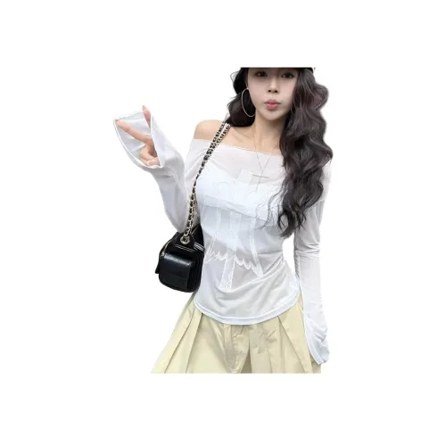 SNZX Белый Солнцезащитный COVER UP Женские T-рубашки