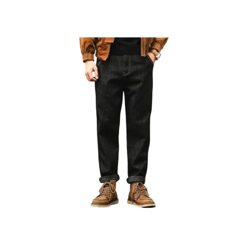 JIELEINUO Черные Мужские Джинсы