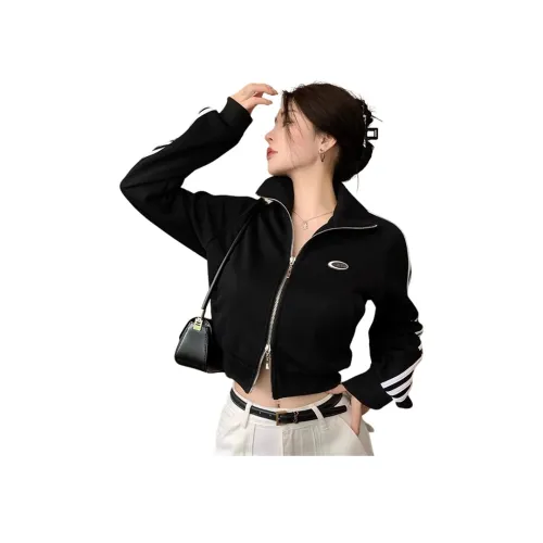 NEMOWU Укороченное пальто с воротником-стойкой худи женское