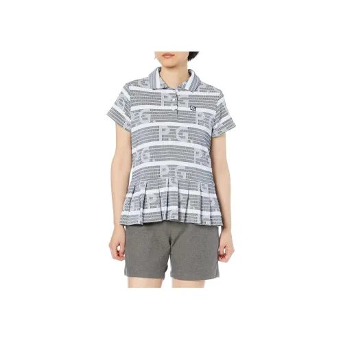 PEARLY GATES Поло Женское Белое Серое