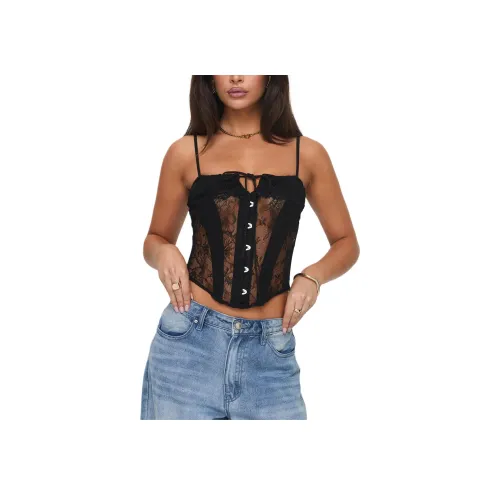 PRINCESS POLLY Sambo CORSET Топ Топ на бретелях Женские Черный Черный