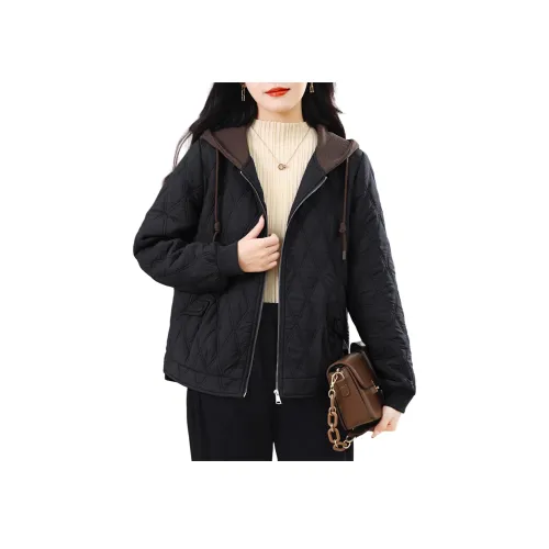 Минималистский стиль мода узор "Ромб" мягкий термический худи MJ осенняя хлопковый пуховик женский