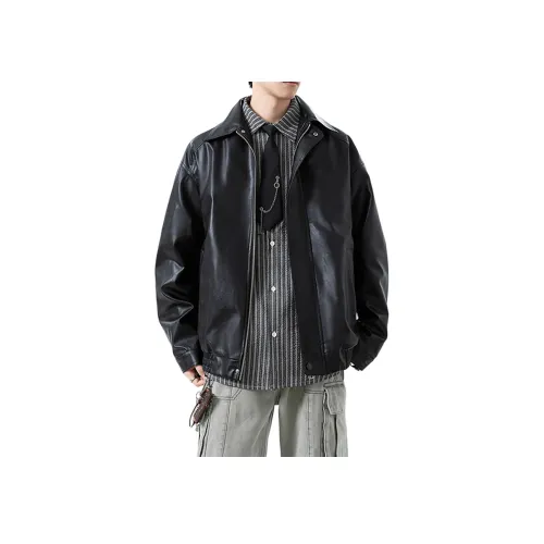 GANGZAI Кожа Куртка Пальто Унисекс