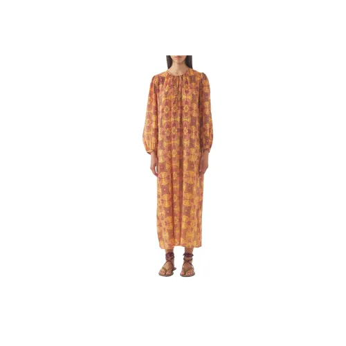 ANTIK BATIK Оранжевые Женские Длинные Платья с Рукавами