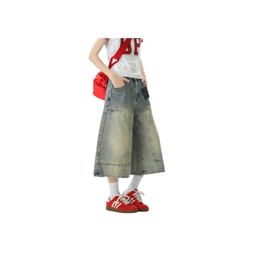 SOLIDITY Винтажные синие унисекс джинсовые шорты