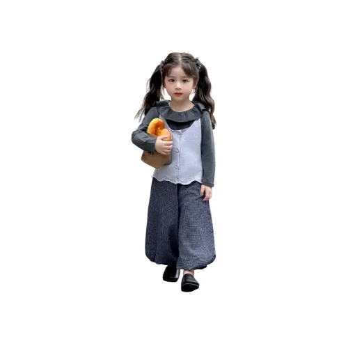 YUGUOGUO Серый комплект Светло-серый Жилет + Темно-серый Базовый слой + Клетка Брюки Для дошкольников Повседневная Спортивная одежда