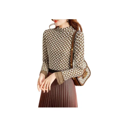 OUNIXUE Трикотаж Женский Кофейный