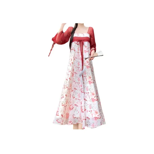 SONDR Короткий рукав Платье Женское Китайский стиль Юбка