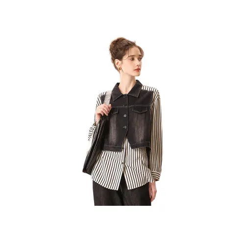 FENHONGMALI Черные Женские Рубашки